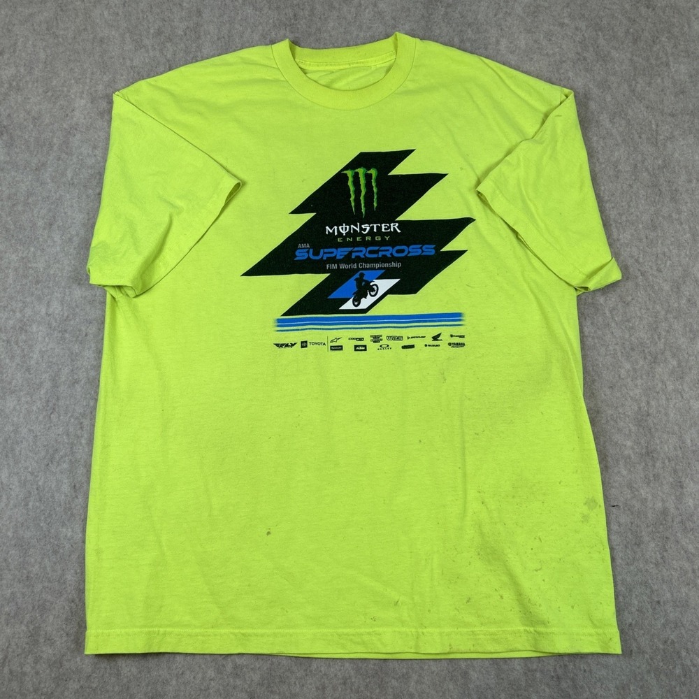 Monster Energy‎ AMA Supercross T-Shirt Mens XL  Lime Motocross Racing